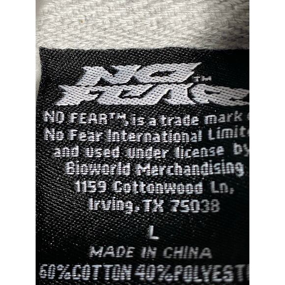 NWOT No Fear 90’s Flame Full Zip Hoodie - Light Heather Grey Baby Blue/Blk -L - Picture 5 of 5